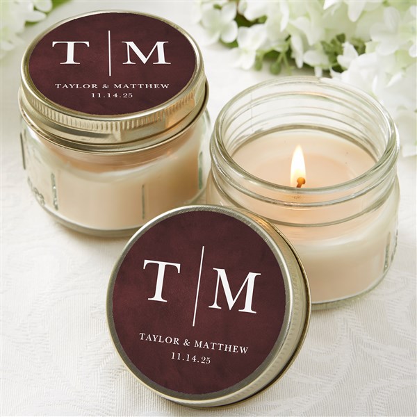 Personalized Mason Jar Candle Wedding Favors - Dark & Moody - 22050