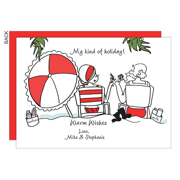 Warm Wishes Beach Personalized Holiday Cards - 22687