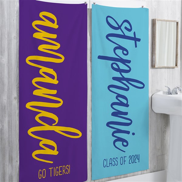 Personalized Graduation Bath Towels - Scripty Style Text - 23209