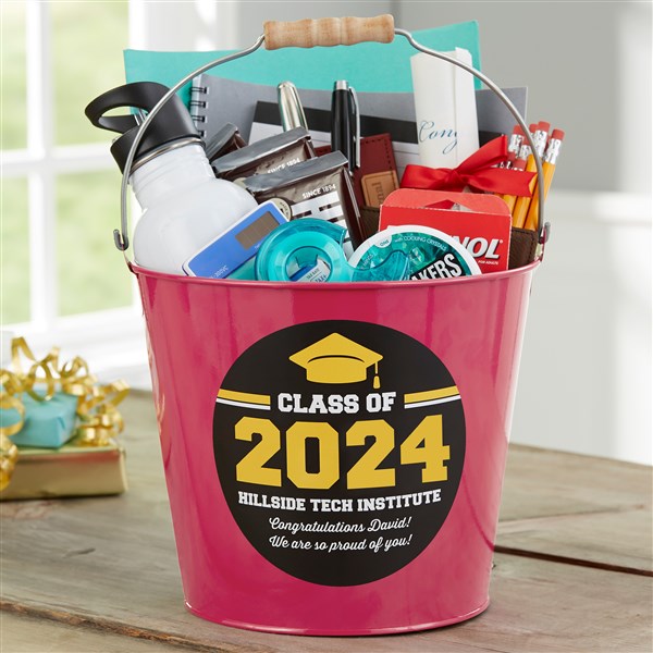 Class of Personalized Graduation Metal Bucket Gift Basket - 23521