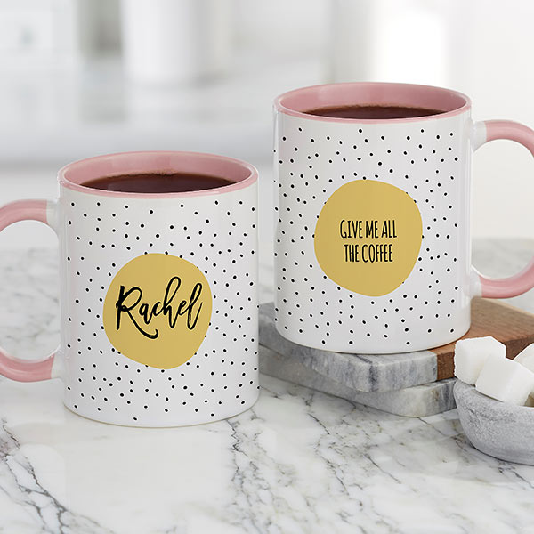Modern Polka Dot Personalized Coffee Mugs - 23822