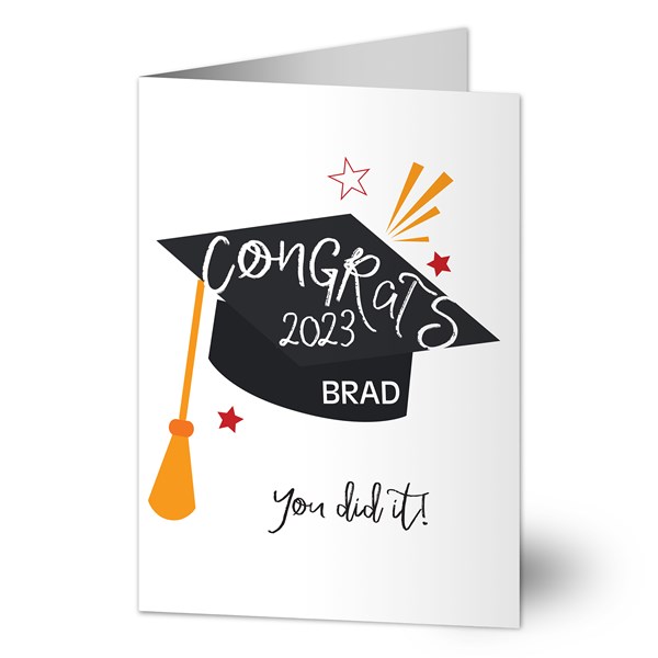 Congrats Cap Personalized Graduation Greeting Card - 24417
