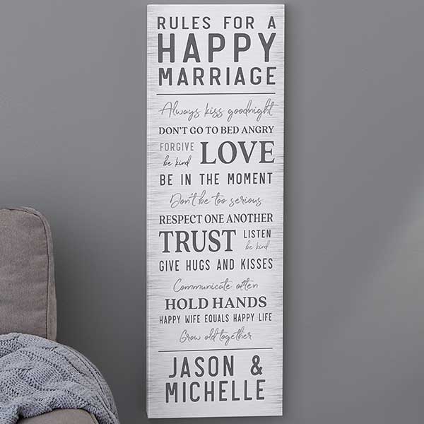 Rules For A Happy Marriage Personalized Canvas Prints - 24535