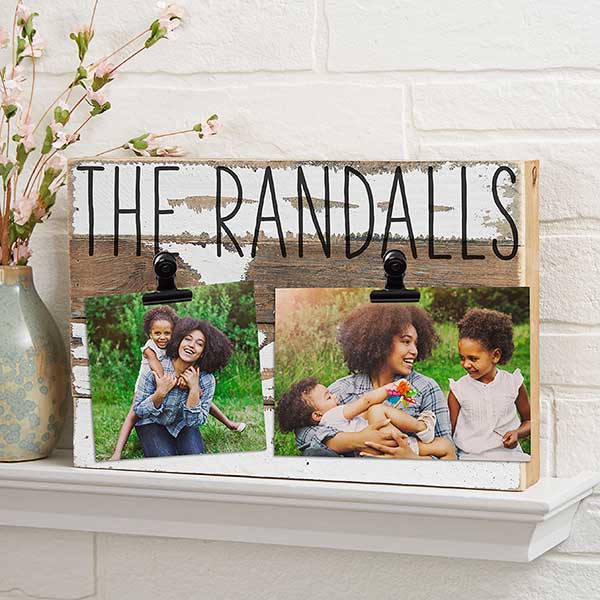 Personalized Rustic Reclaimed Wood Photo Clip Frames - 24545