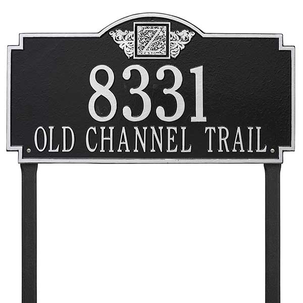 Personalized Aluminum Lawn Address Signs with Monogram - 24674