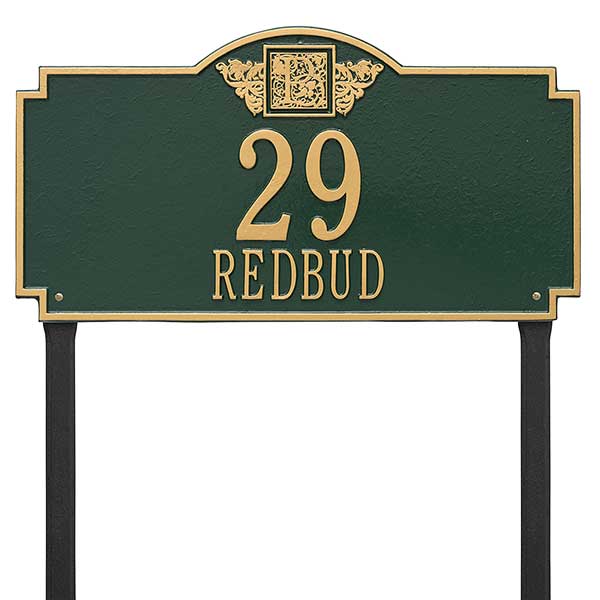 Personalized Aluminum Lawn Address Signs with Monogram - 24674