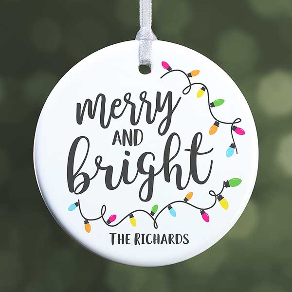 Merry & Bright Personalized Christmas Ornaments - 24922