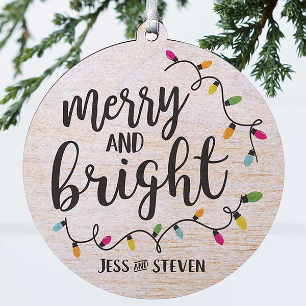 Merry & Bright Personalized Christmas Ornaments - 24922