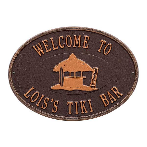 Tiki Hut Personalized Aluminum Deck Plaques - 25228