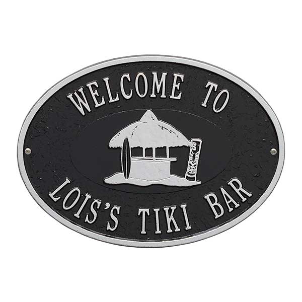 Tiki Hut Personalized Aluminum Deck Plaques - 25228