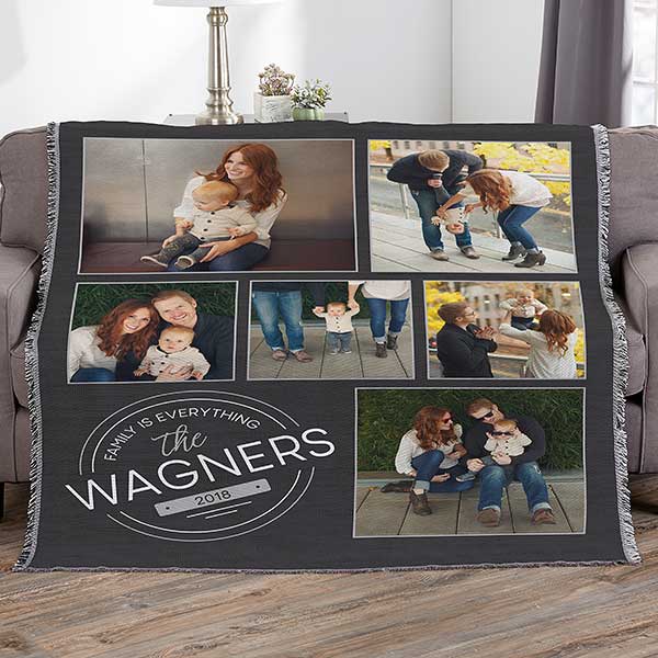 Personalized Family Photo Blankets - Stamped Family - 25412