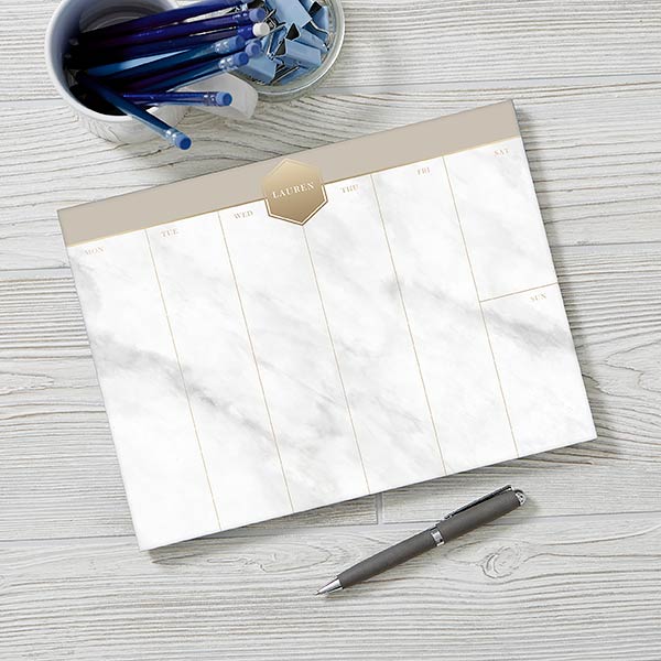 Marble & Gold Personalized Weekly Planners - 25448