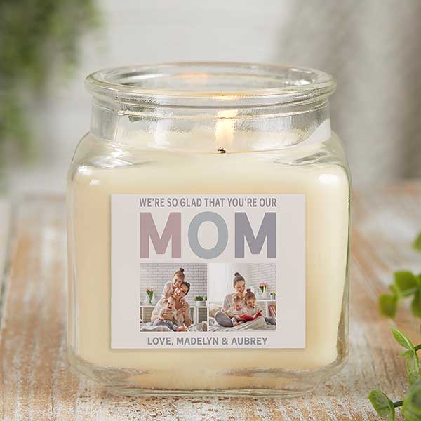 So Glad You're Our Mom Personalized Scented Glass Candle Jars - 25723