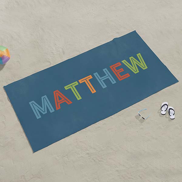Boy's Colorful Name Personalized Kids Beach Towels - 25889
