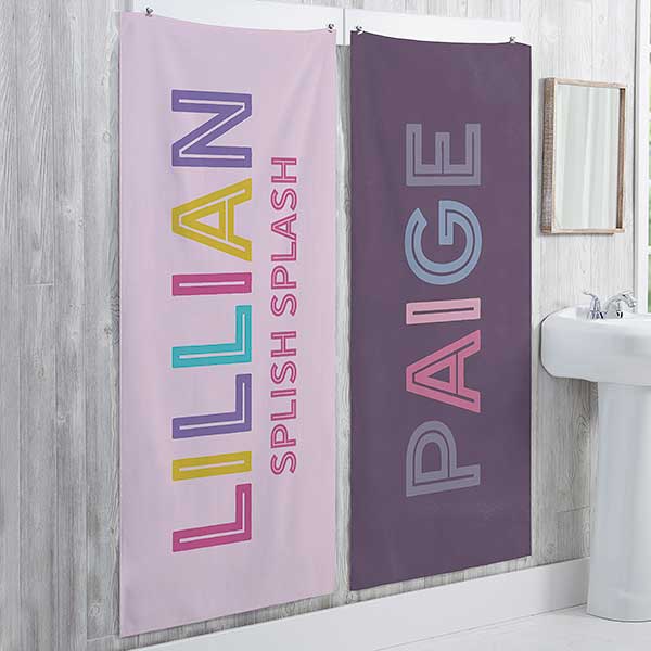 Girl's Colorful Name Personalized Kids Bath Towels - 25891