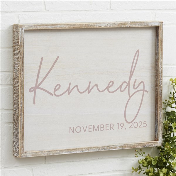 Simple & Sweet Personalized Baby Girl Barnwood Frame Wall Art - 26224