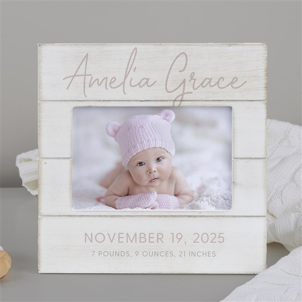 Simple & Sweet Personalized Shiplap Baby Girl Picture Frame - 26225