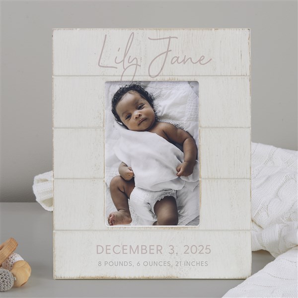 Simple & Sweet Personalized Shiplap Baby Girl Picture Frame - 26225