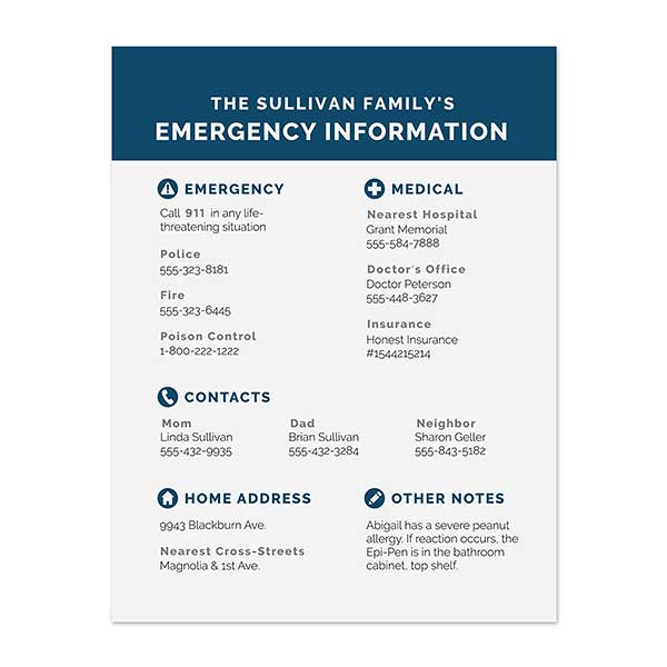 Emergency Contact Refrigerator Magnet - 26256