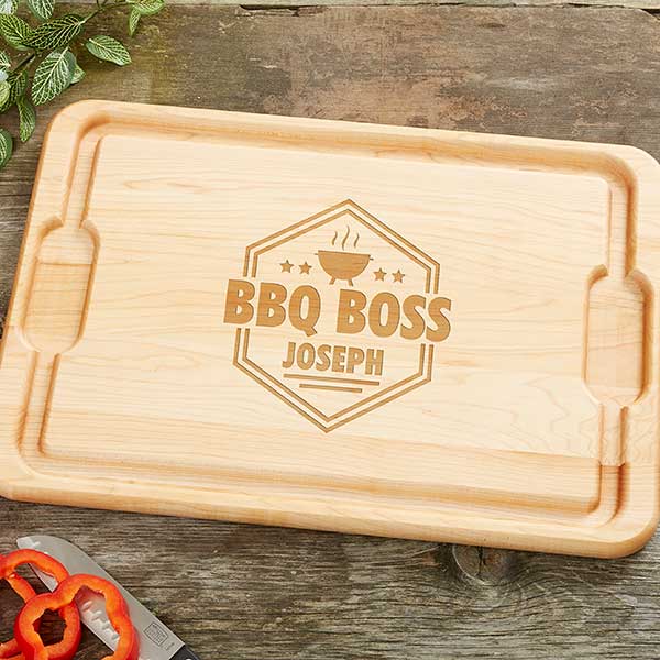 BBQ Boss Personalized Maple Cutting Boards - 26393