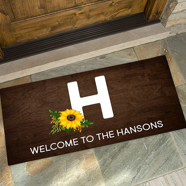 Summertime Sunflowers Personalized Monogram Doormats - 26463