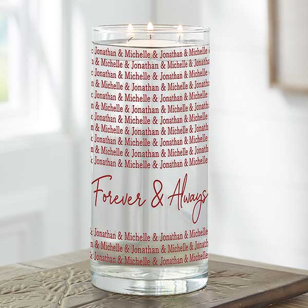 Couples Repeating Names Personalized Glass Flower Vase - 26484