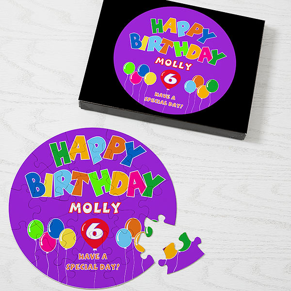 Personalized Kids Birthday Puzzle - Happy Birthday Balloon Design - 2650