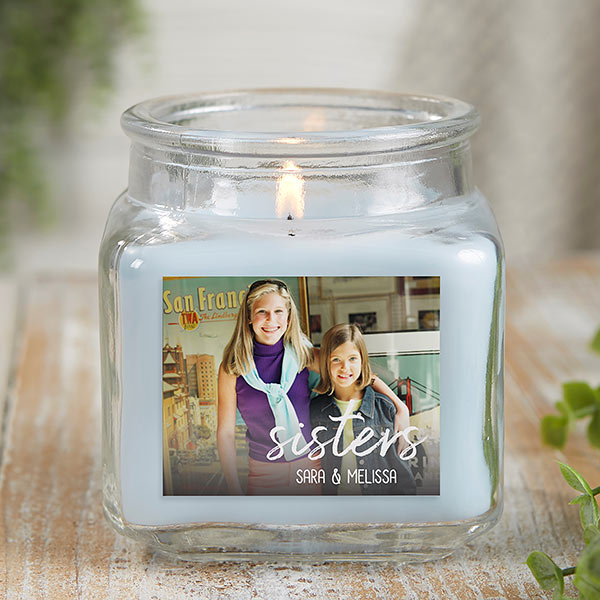 Sisters Photo Personalized Scented Glass Candle Jars - 26564