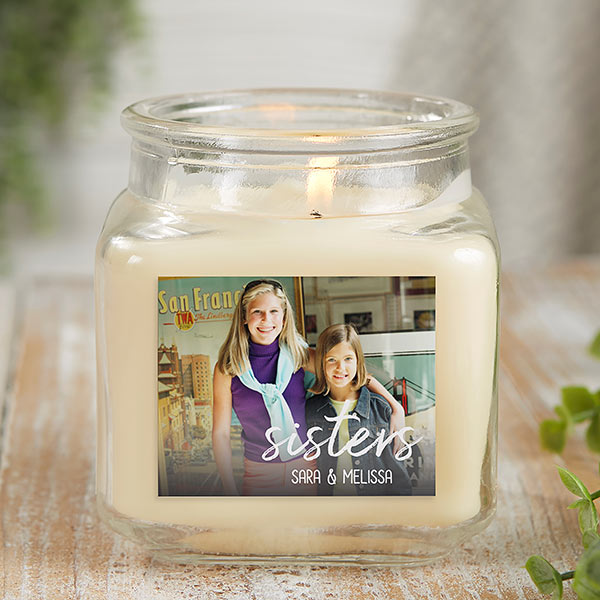 Sisters Photo Personalized Scented Glass Candle Jars - 26564