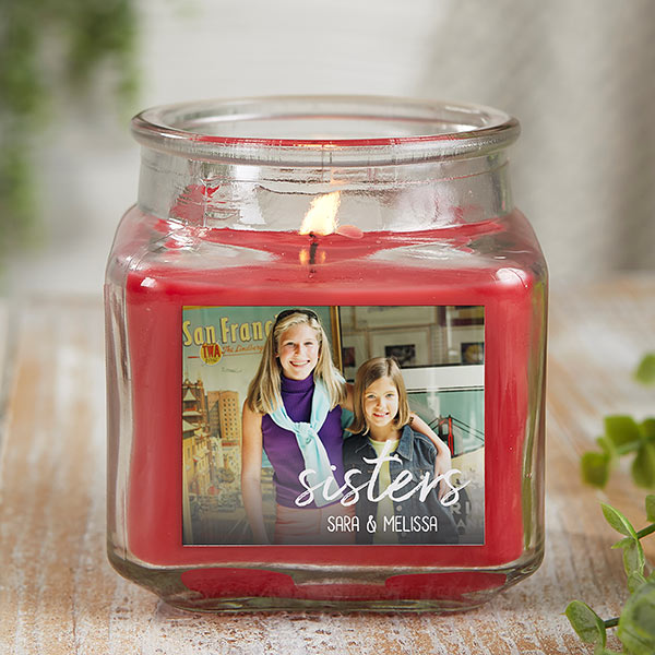 Sisters Photo Personalized Scented Glass Candle Jars - 26564