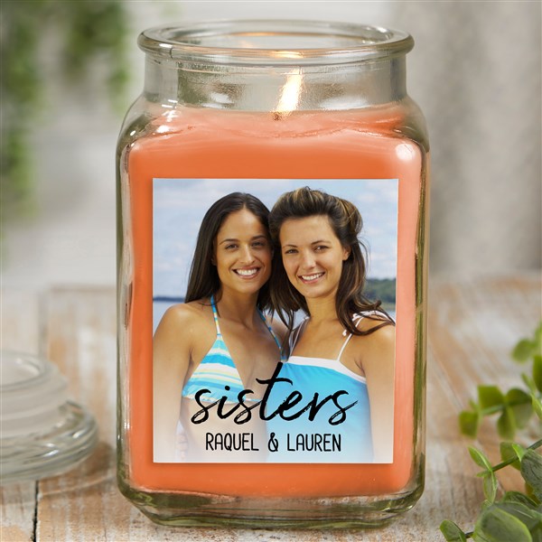 Sisters Photo Personalized Scented Glass Candle Jars - 26564