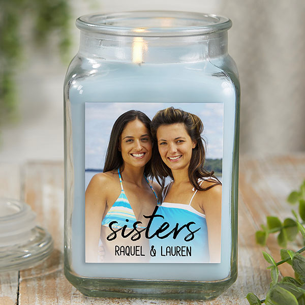 Sisters Photo Personalized Scented Glass Candle Jars - 26564