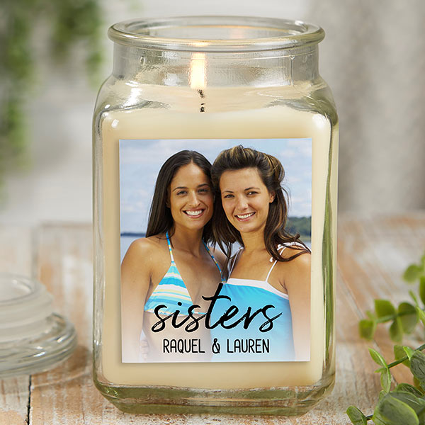 Sisters Photo Personalized Scented Glass Candle Jars - 26564