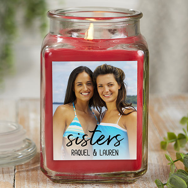 Sisters Photo Personalized Scented Glass Candle Jars - 26564