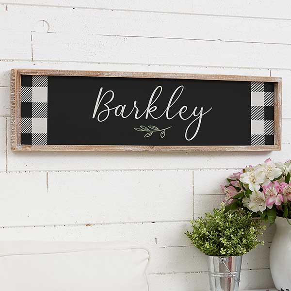 Black & White Buffalo Check Personalized Barnwood Frame Wall Art - 27277