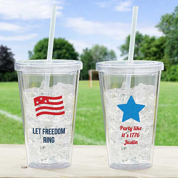 Patriotic Icon Personalized 17 oz Acrylic Insulated Tumbler - 27298