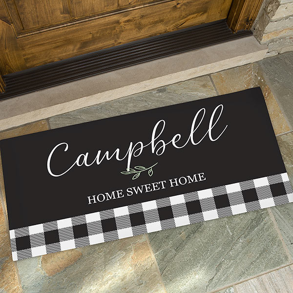 Personalized Black & White Buffalo Check Doormats - 27468