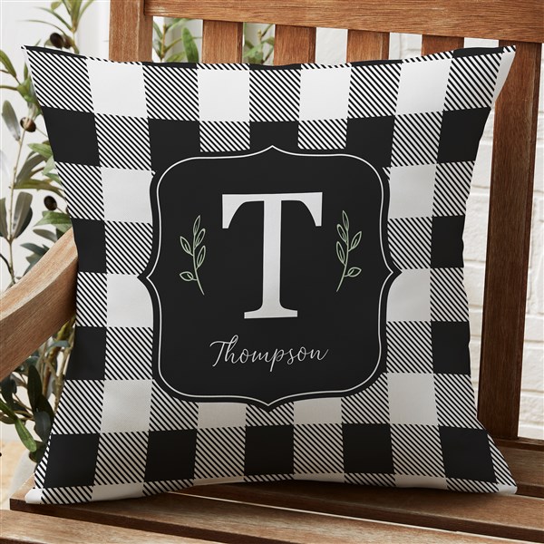 Black & White Buffalo Check Personalized Outdoor Throw Pillows - 27481