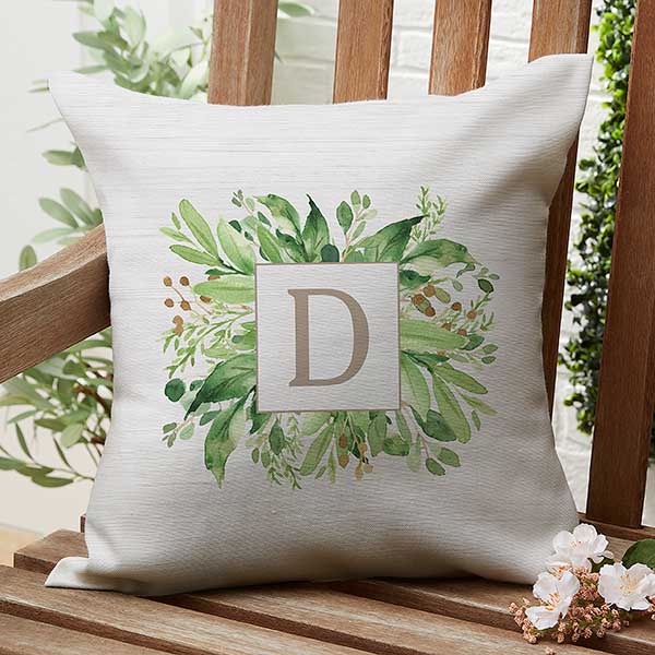 Spring Greenery Personalized Outdoor Throw Pillows - 27488