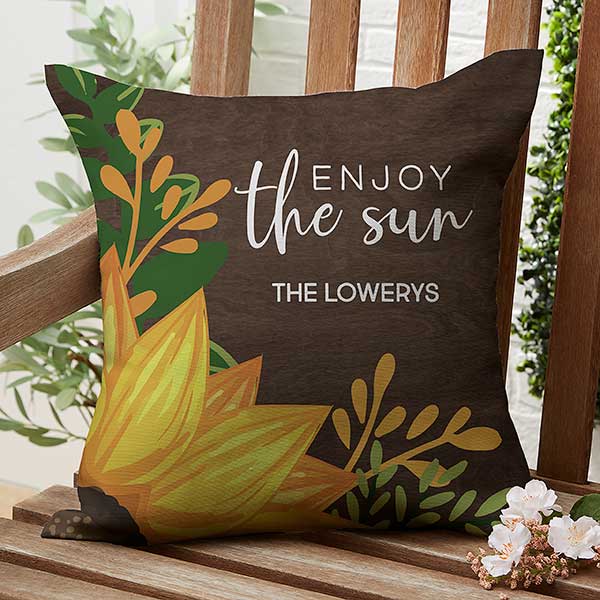 Summertime Sunflowers Personalized Outdoor Throw Pillows - 27499