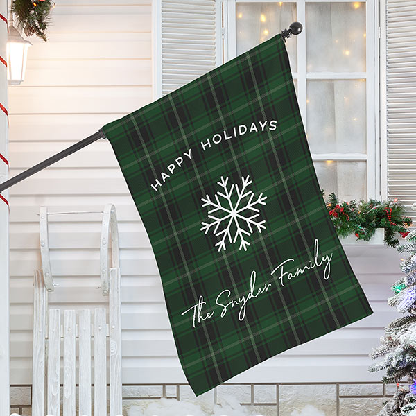 Christmas Plaid Personalized House Flag - 27665