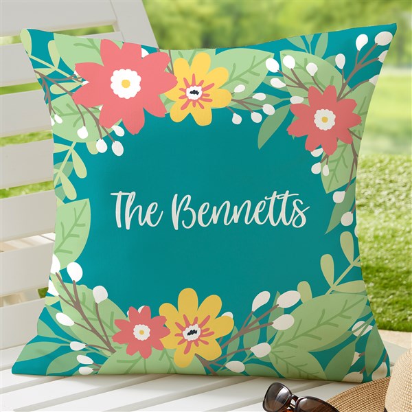 Summer Florals Personalized Outdoor Throw Pillows - 28235