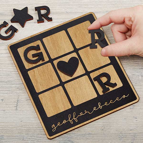 Personalized Romantic Wooden Tic Tac Toe Game - 30102