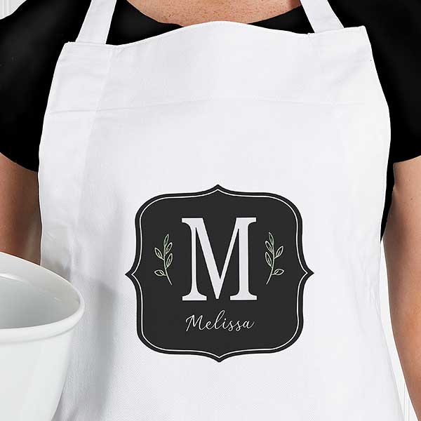 Black & White Personalized Monogram Apron & Potholder - 30487