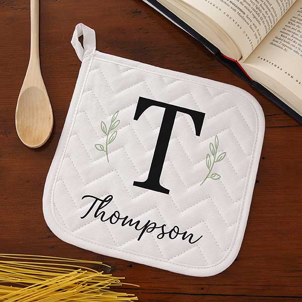 Black & White Personalized Monogram Apron & Potholder - 30487