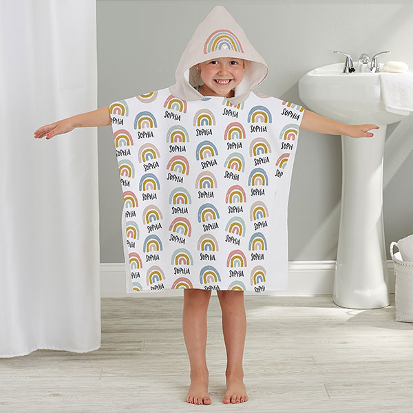 Boho Rainbow Personalized Kids Poncho Bath Towel - 30950