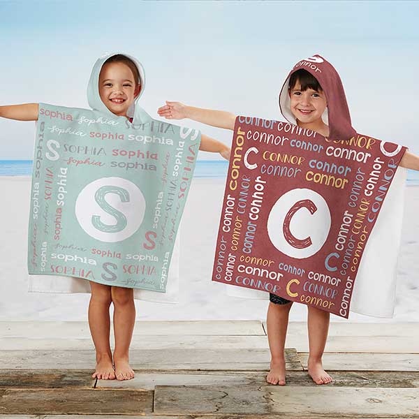 Youthful Name Personalized Kids Poncho Beach & Pool Towels - 30982