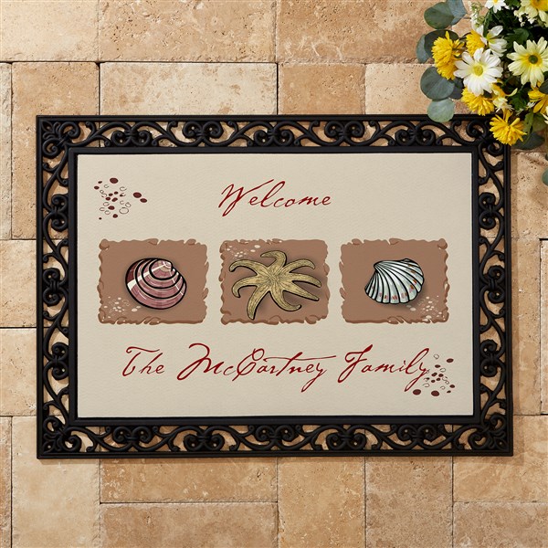 Personalized Sea Shell Doormat - Sea Shore Welcome Mat - 3109