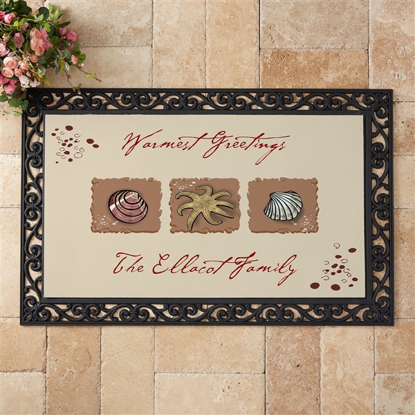 Personalized Sea Shell Doormat - Sea Shore Welcome Mat - 3109