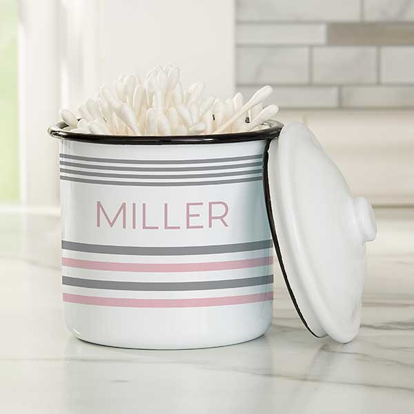 Turkish Stripes Personalized Enamel Storage Jars - 31102